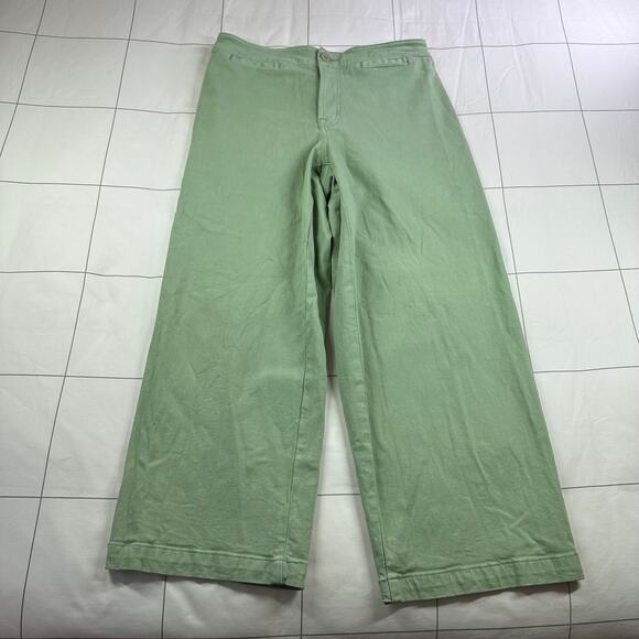 Madewell Pants Womens 29 Petite Green Curvy Emmett Wide Leg Garment Dyed Stretch - Picture 2 of 12